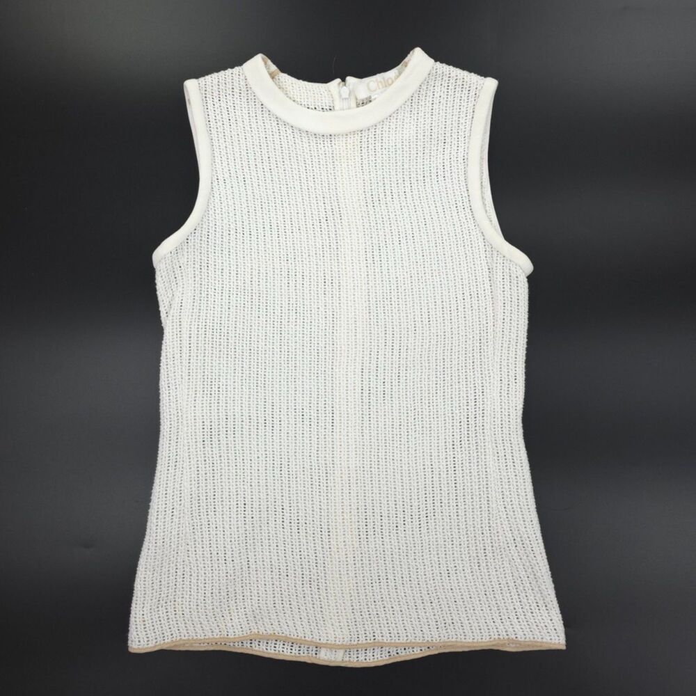 CHLOE Semi Sheer Sleeveless Knit Top Milk White Minimal Quiet Luxury Clean Girl
